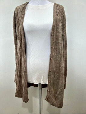 Miano Ribbed Button-Front Cardigan Size 14/16